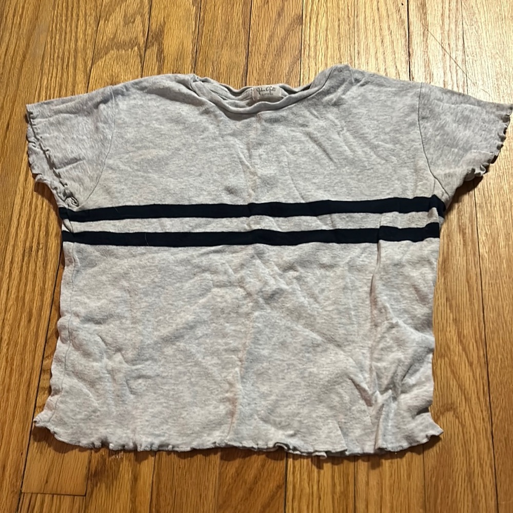 John Galt/Brandy Melville cropped tee with navy stripes